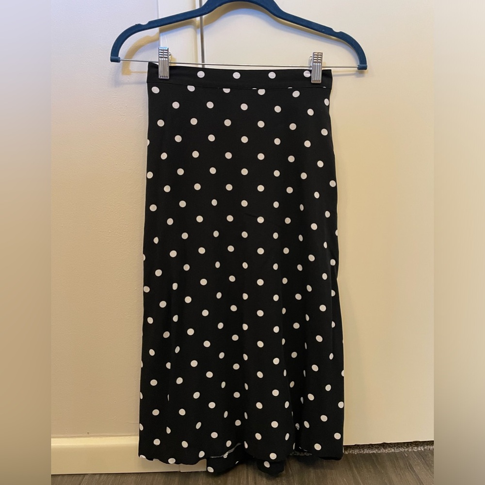 Old Navy Midi Skirt Black and White Polka Dots